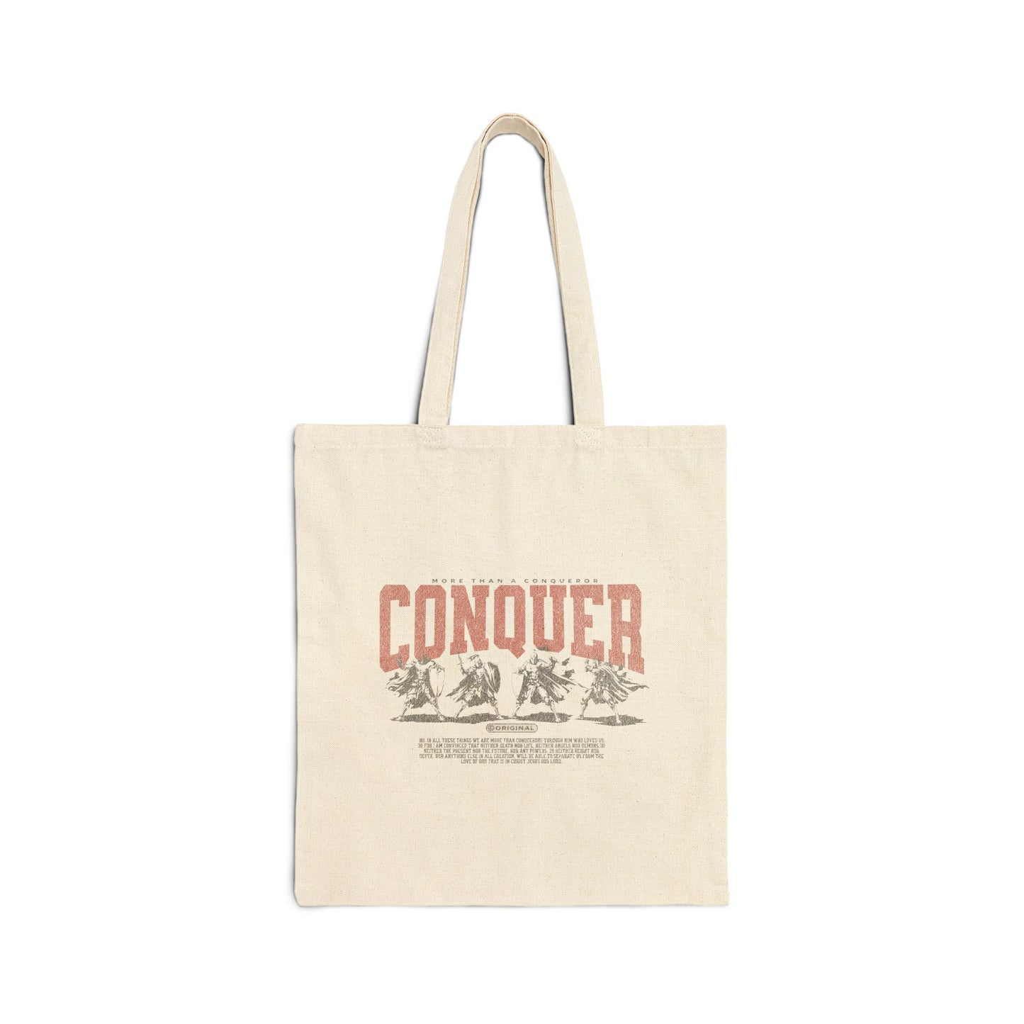 More than a Conqueror Canvas Tote