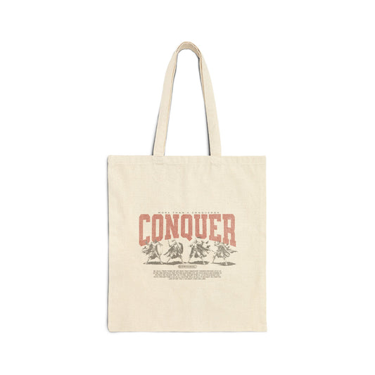 More than a Conqueror Canvas Tote